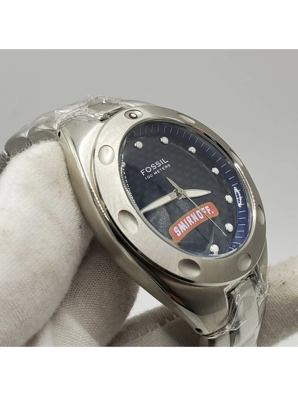 Fossil PR-5098 Smirnoff Watch With Tag 39mm Blue Dial New Battery